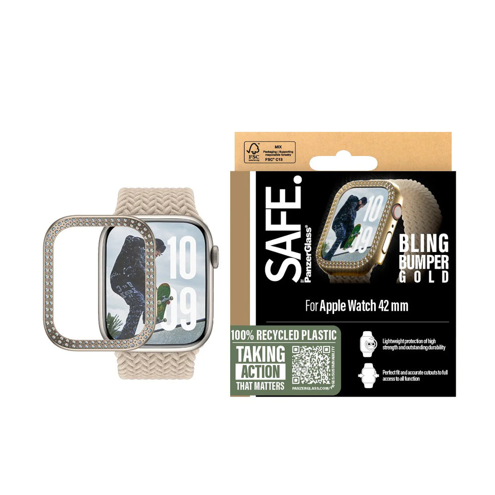 SAFE. by PanzerGlass® Screen Protector Bling Bumper Gold Apple Watch 42mm '24