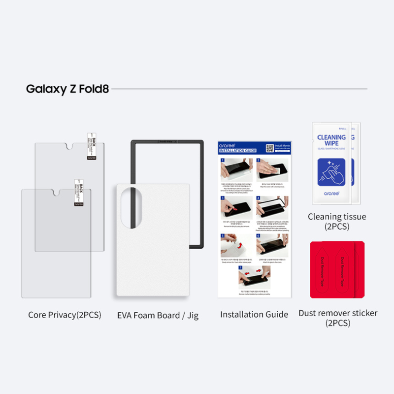 Araree Core Glass 2Pcs Screen Protector For Z Fold 8-Clear