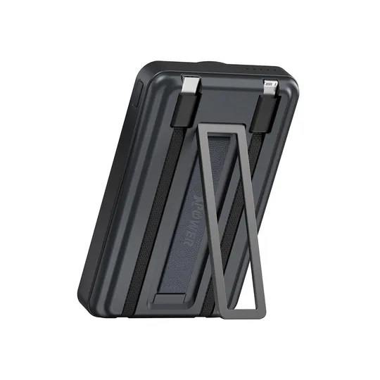 XPower M10R 7 in 1 10000mAh PD 3.0 Built-in Type-C PD/Lightning Cable + Wireless Charging + Power Bank with Stand - Black