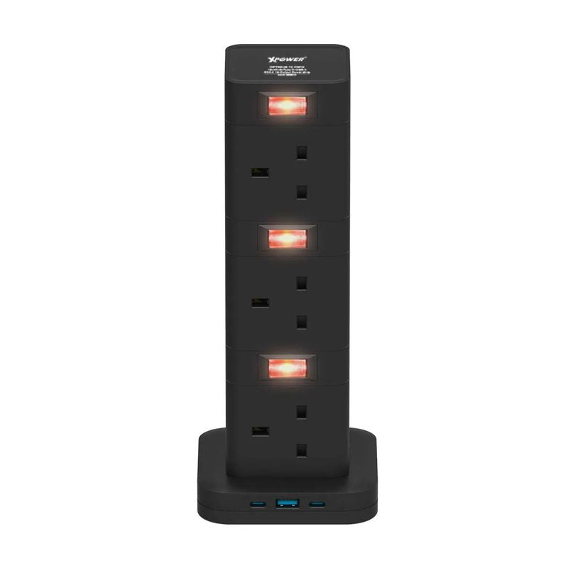 XPower Optimus 12 OM12 15-output switch power strip 12 Outlet PD3.0 Output (3M) Black-4895246613307
