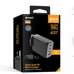 XPower GW200B 200W 4 Output PD 3.0/Qc/Scp Gan Wall Charger - Black
