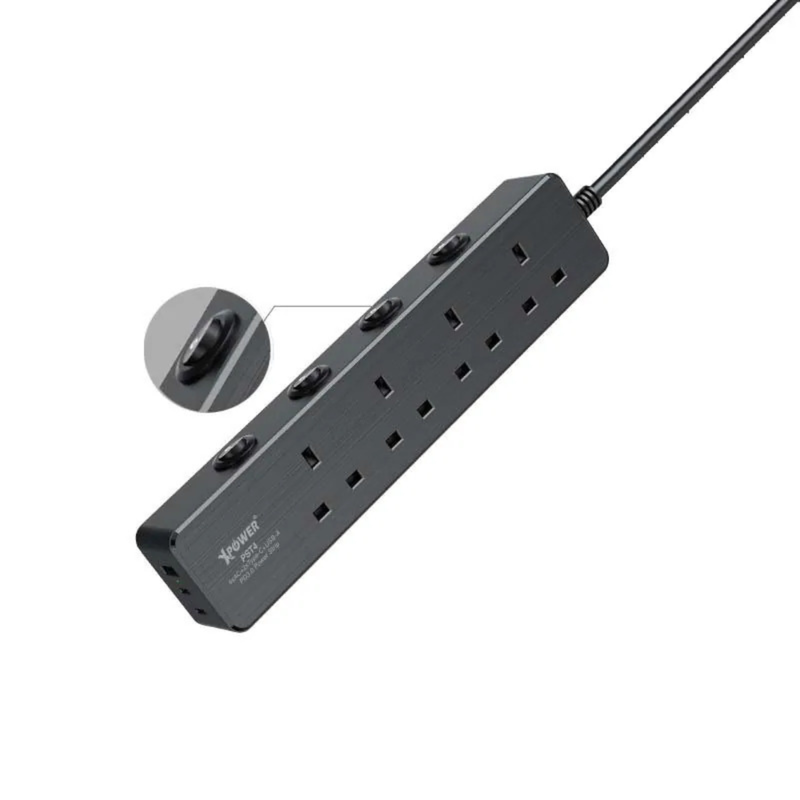 XPower PST4 58mm 7 OUTPUT Type-C PD 3.0 4 Sockets Black-4895246612904