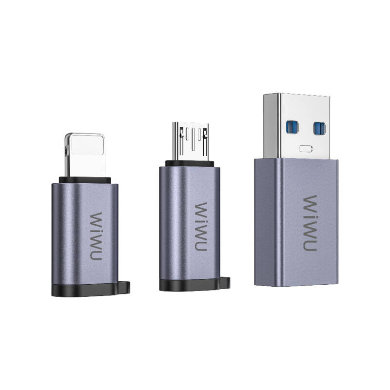 WIWU Consice 3 in 1 Mini Adapter Pack Wi-C031 Grey