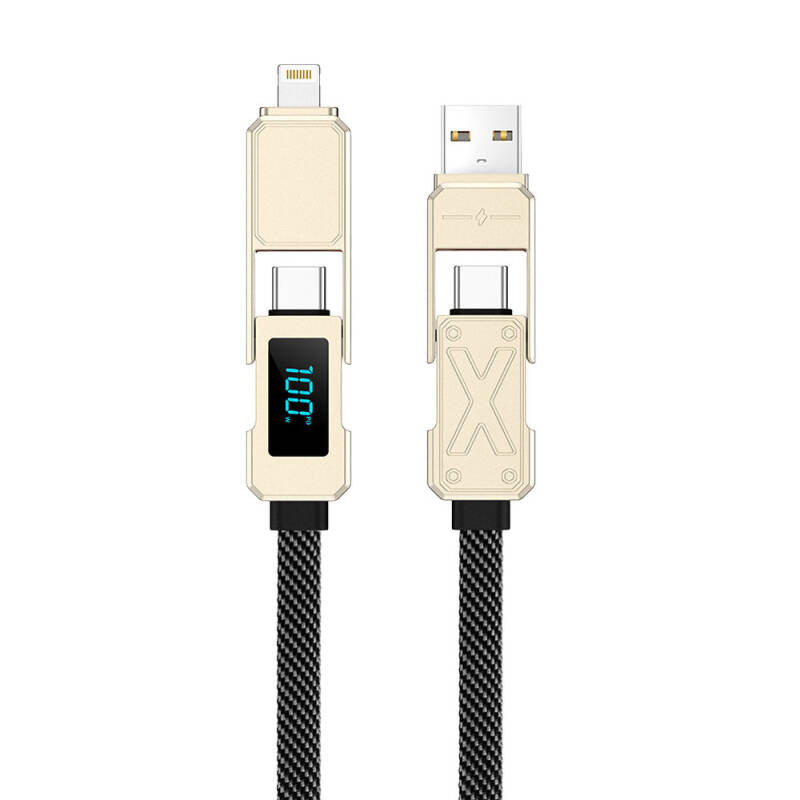 Wiwu X Series 100W Fast charge digital display zinc alloy magnetic braid 2 in 2 Cable 100WWi-C039 A+C-C+L 15CM