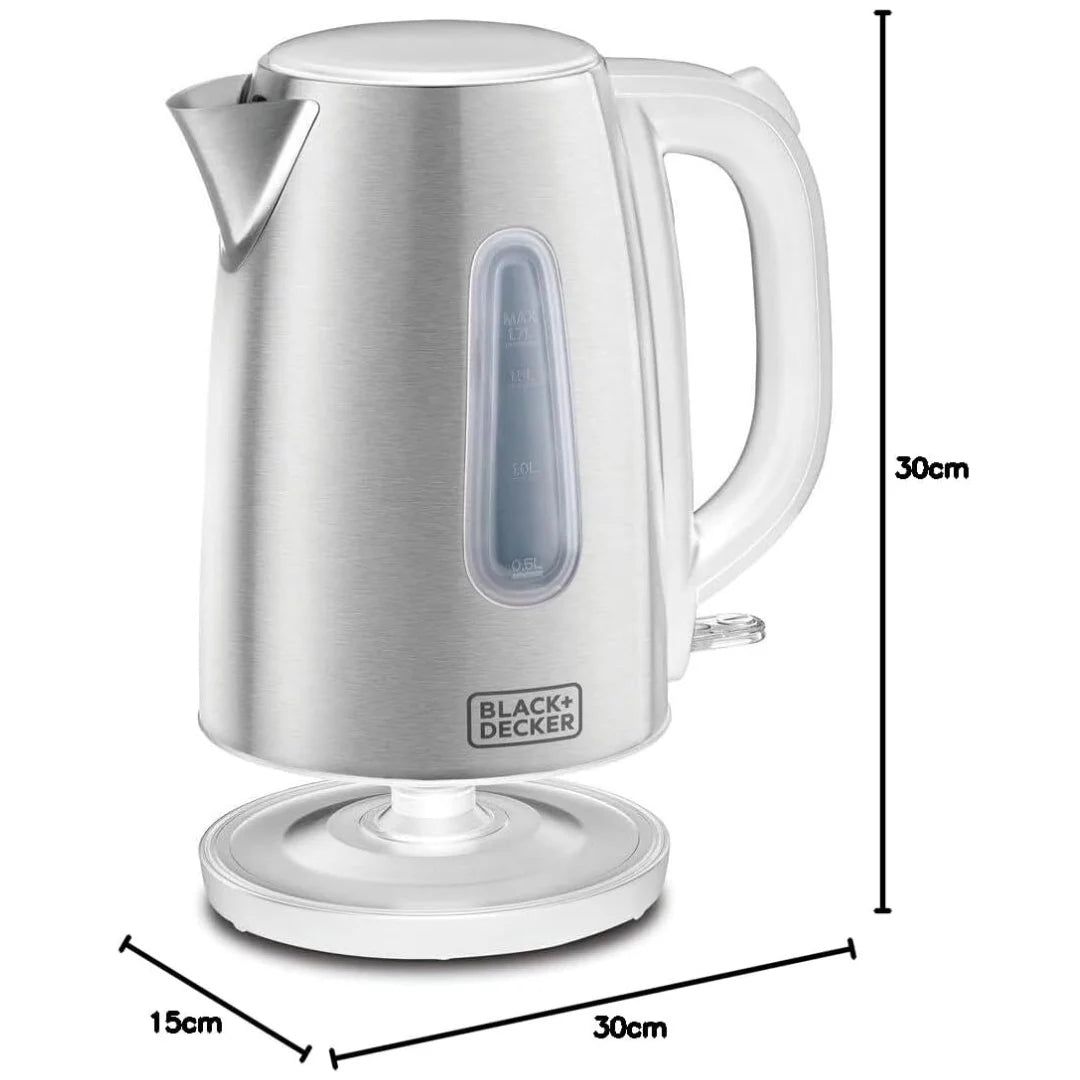 Black & Decker  Concealed Stainless Steel Kettle 1.7L 2000W - White