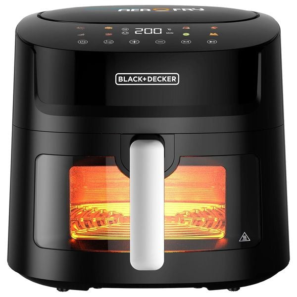 Black+Decker 8-in-1 Digital Air Fryer with Window, 7.2L large capacity, 1800W