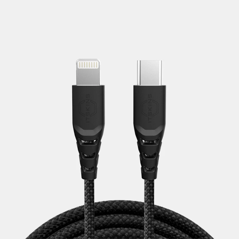 Itskins Hybrid Cable 27W USB-C to Lightning 2.0M- Black-4894995009102