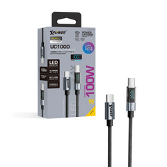 UC100D 1M LED Display 100W PD Type-C to Type-C Sync & Charge Cable - Gray