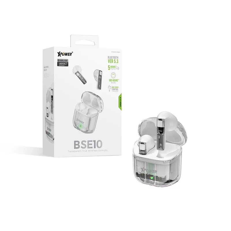 XPower BSE10 True Wireless Bluetooth 5.3 Earbuds - Transparent White