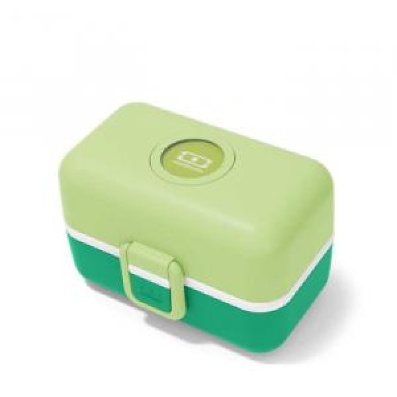 مونبنتو - صندوق غذاء بينتو من إم بي تريزور أخضر للأطفال - 3 أقسام للغداء المدرسي وتغليف الوجبات الخفيفة