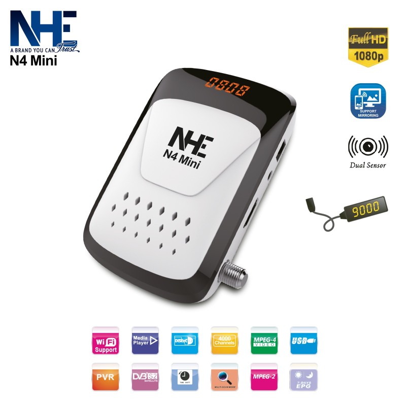 NHE جهاز استقبال N4 FHD ذا استشعار مزدوج