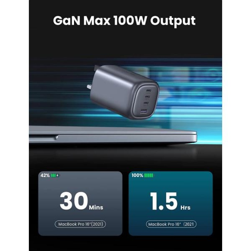 يوجرين 100 واط شاحن يو اس بي سي 4 منافذ GaN