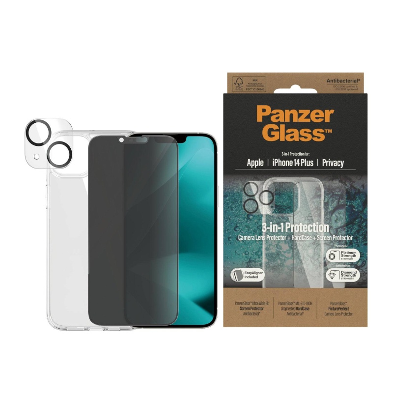 PanzerGlass For iPhone 14 Plus Bundle Camera Lens Protector - HardCase - Screen Protector Privacy