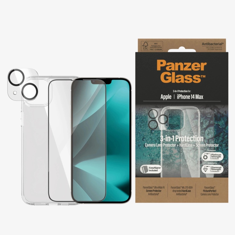 PanzerGlass For iPhone 14 Plus Bundle Camera Lens Protector - HardCase - Screen Protector Clear