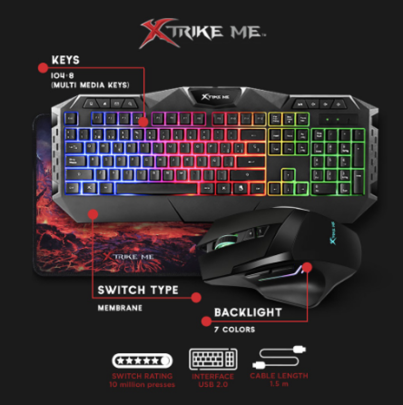 اكس تريك مجموعة ألعاب ٣ في ١ تتضمن لوحة مفاتيح للألعاب   MK 900 -  وماوس وماوس باد كومبو
