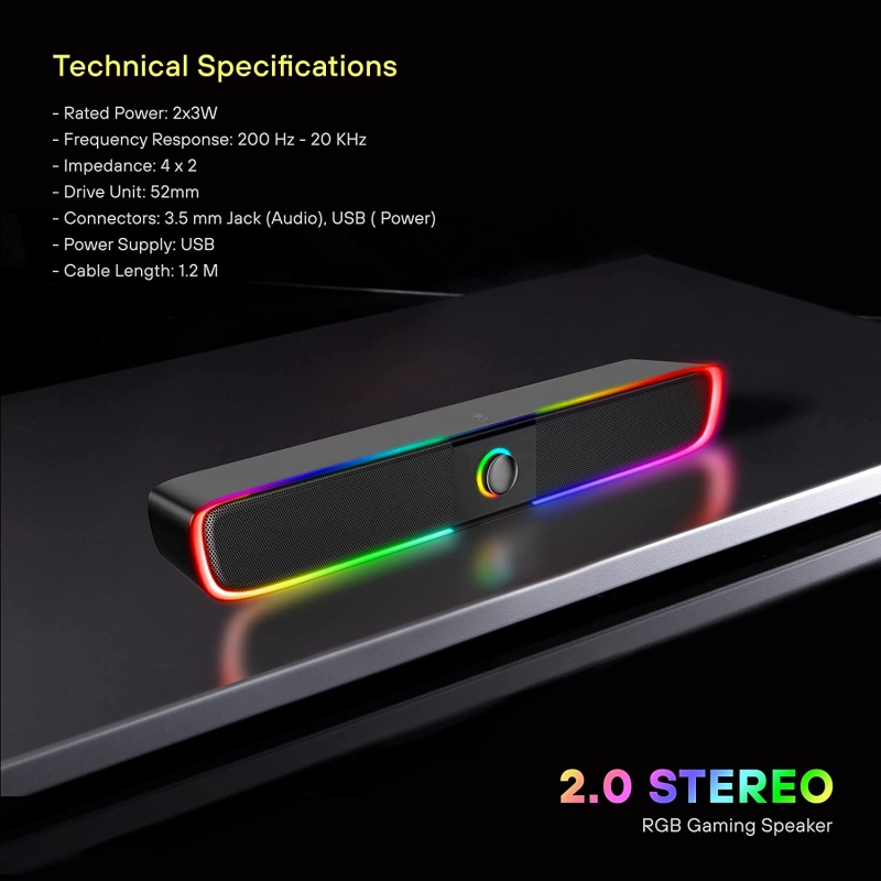 SK 600-RGB  اكس تريك مكبر صوت ستيريو للألعاب مع إضاءة خلفية وتحكم باللمس