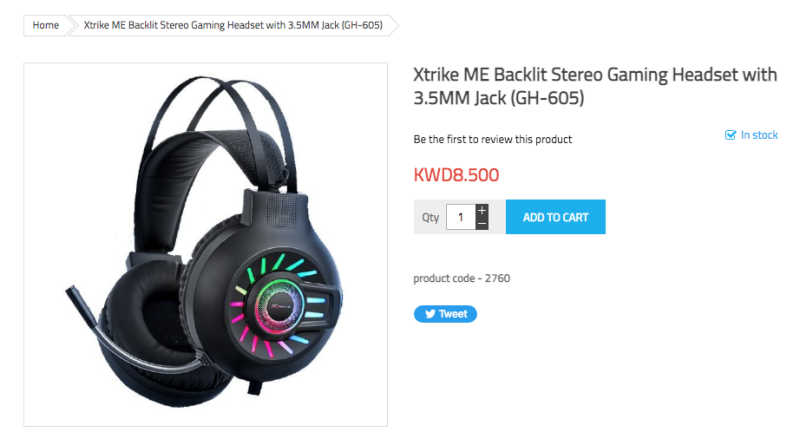 GH605 - سماعة ألعاب ستيريو بإضاءة خلفية مع مقبس ٣.٥ ملم - XTRIKE ME