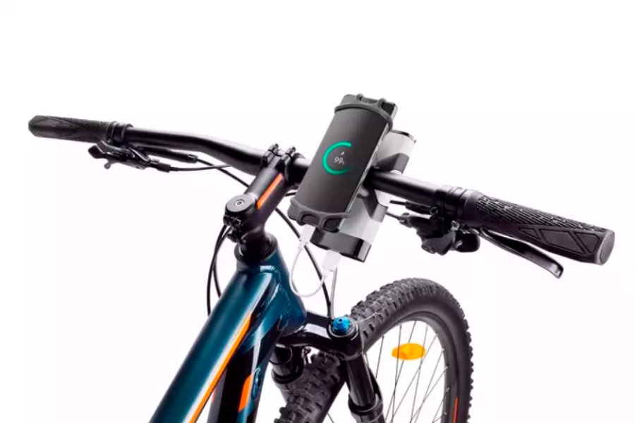 Handlebar mount with built-in powerbank holder strap
