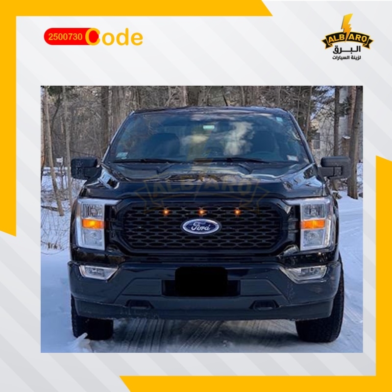 Ford F150 grille, matte black + 3 LED, with 2021 emblem base