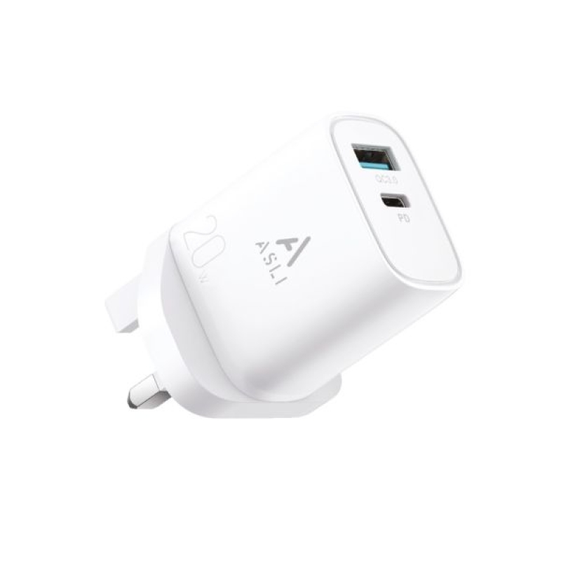 شاحن المنزل السريع 20 واط من اسلي لأجهزة الهواتف الذكية مع منافذ PD و QC3.0 (HC-20W)