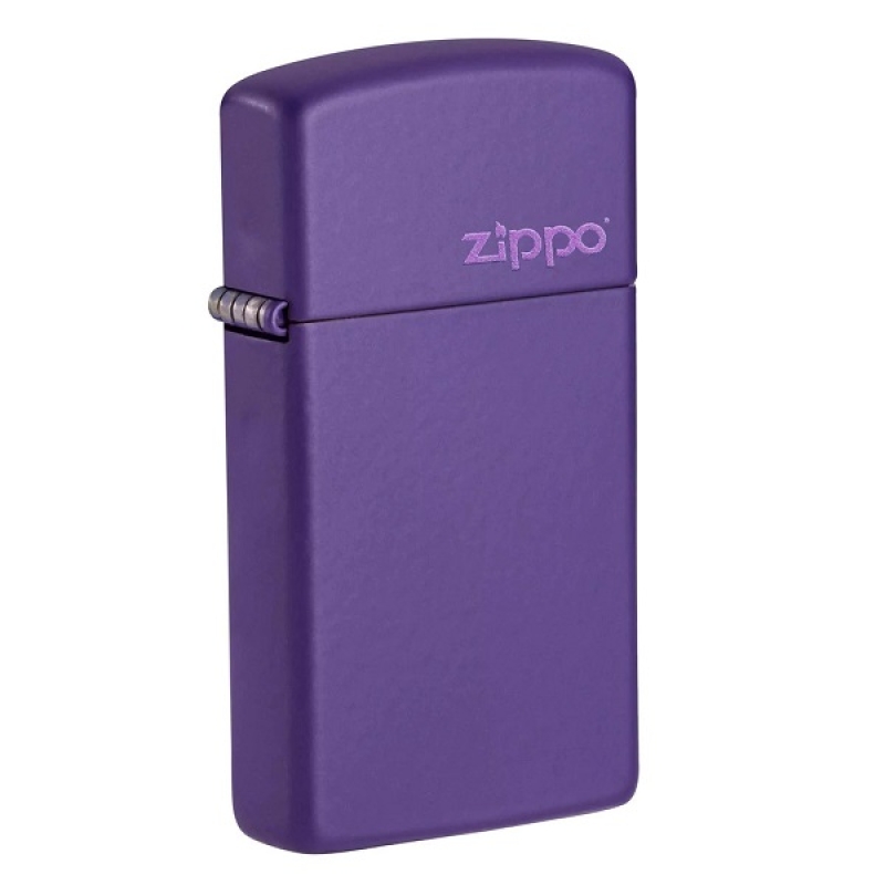 Zippo Slim Purple Matte With Zippo Logo Lighter - ZP1637ZL