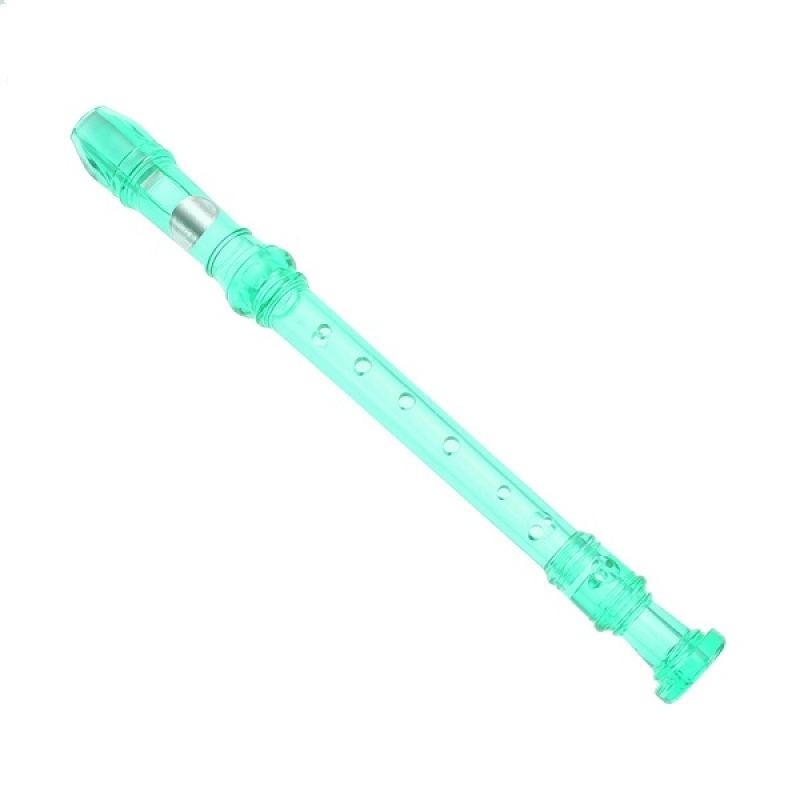 SWAN Soprano Recorder, 8-Hole Plastic Transparent Flute with Cleaning Rod For Beginners, Green - SW-8KT-GREEN