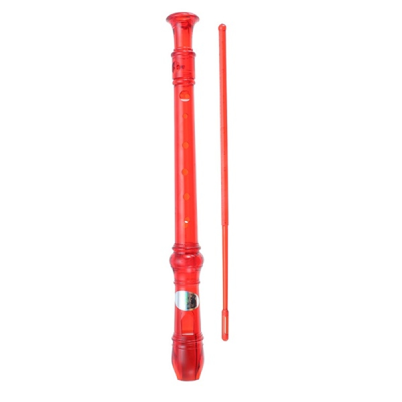 SWAN Soprano Recorder, 8-Hole Plastic Flute with Cleaning Rod For Beginners, Red - SW-8KT-RED