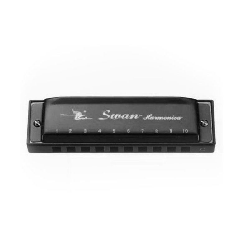 SWAN 10 Holes Harmonica, Black - SA1001K