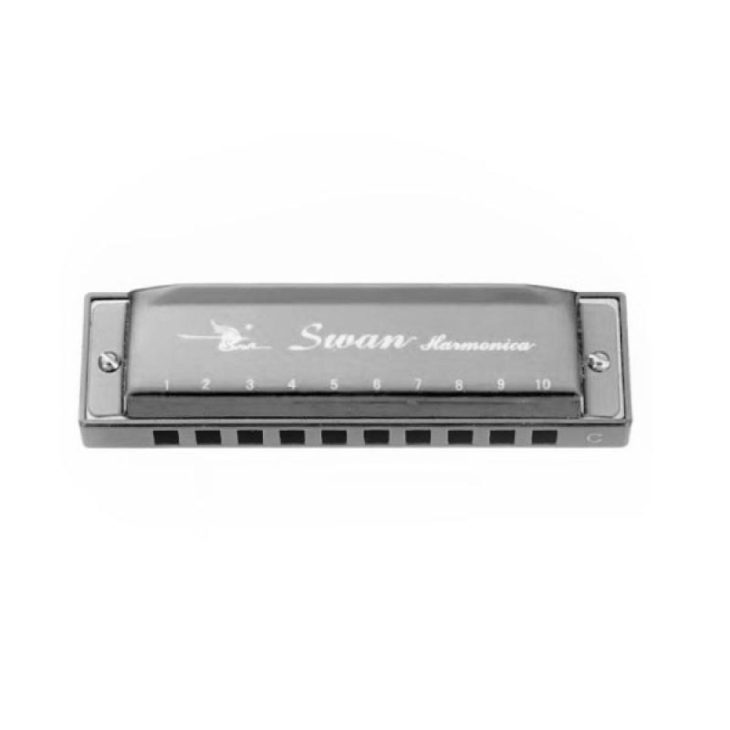 SWAN 10 Holes Harmonica, Silver - SA1001S