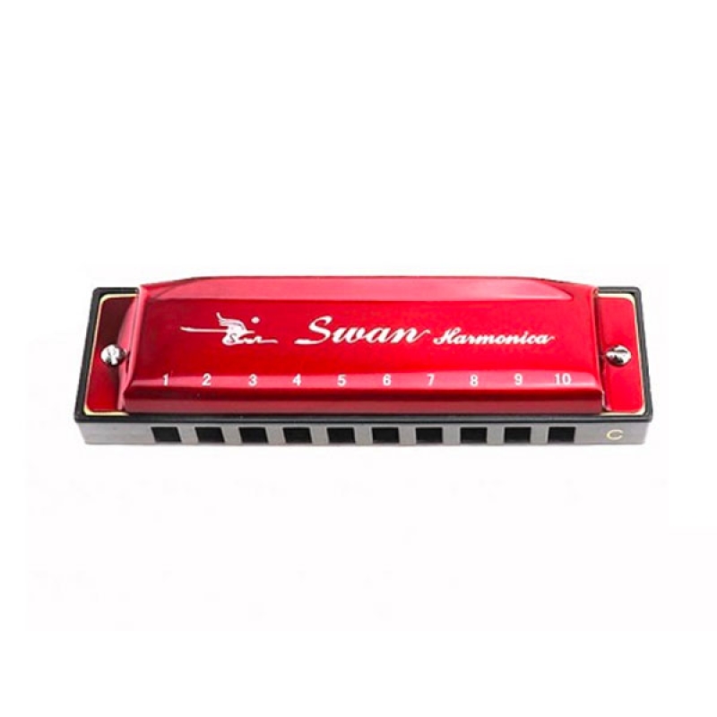 SWAN 10 Holes Harmonica, Red - SA1001R