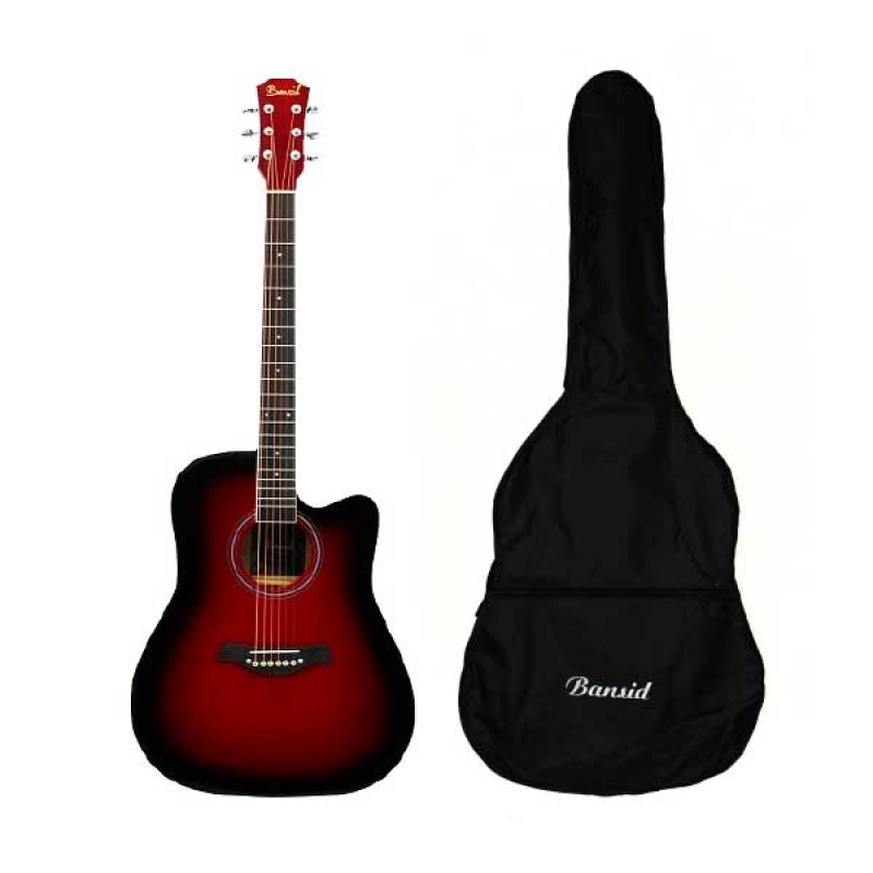 BANSID Basswood 41inch Acoustic Guitar, Red - FT-G41-RED