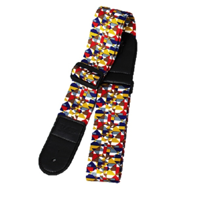 P&P Adjustable Wide Guitar Strap, Woven Cotton & Leather For Electric & Acoustic Guitars - P-STRAP-COLORFUL