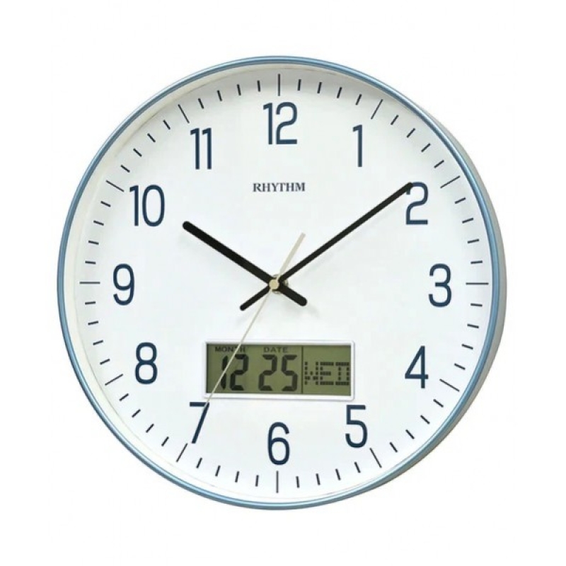 Rhythm LCD Display Analog Wall Clock - CFG723NR04