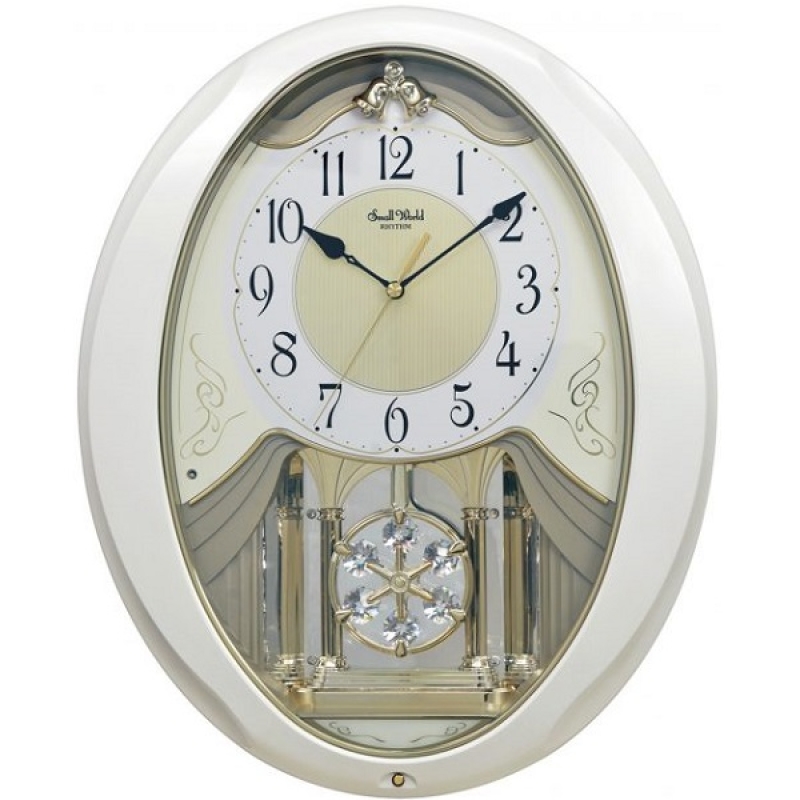 Rhythm Snowflake Pearl Musical Motion Wall Clock - 4MJ440WU03