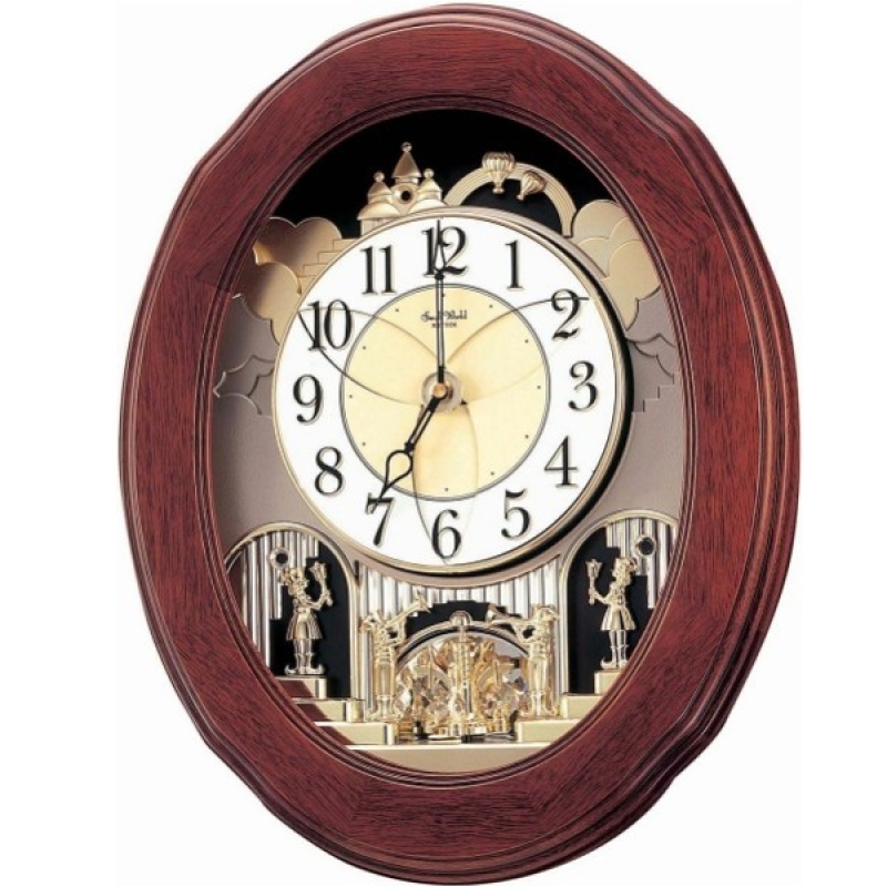 Rhythm Opening Wooden Face Musical Wall Clock - 4MH780WD06