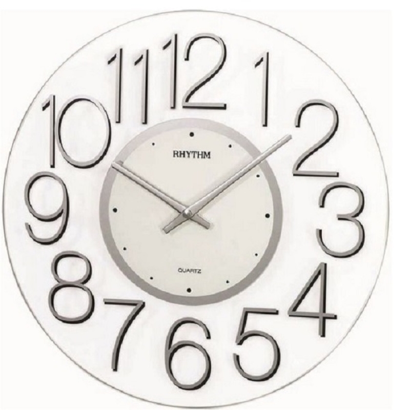 Rhythm Wall Clock, Silver - CMG738BR19