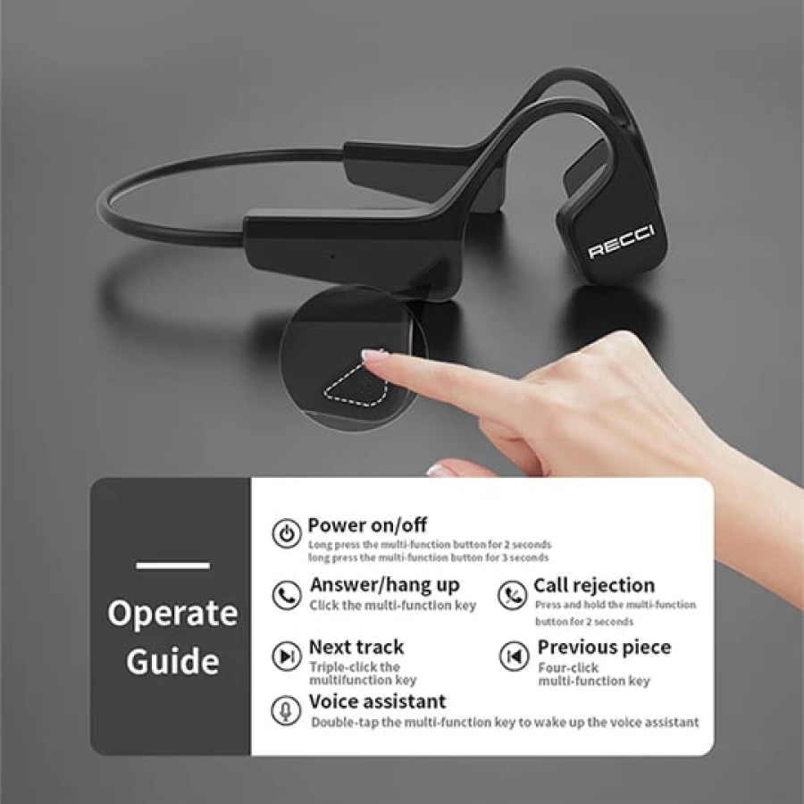 RECCI - من  Bone Conduction سماعات بلوتوث رياضية