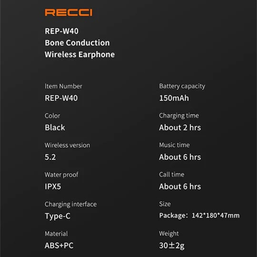 RECCI - من  Bone Conduction سماعات بلوتوث رياضية