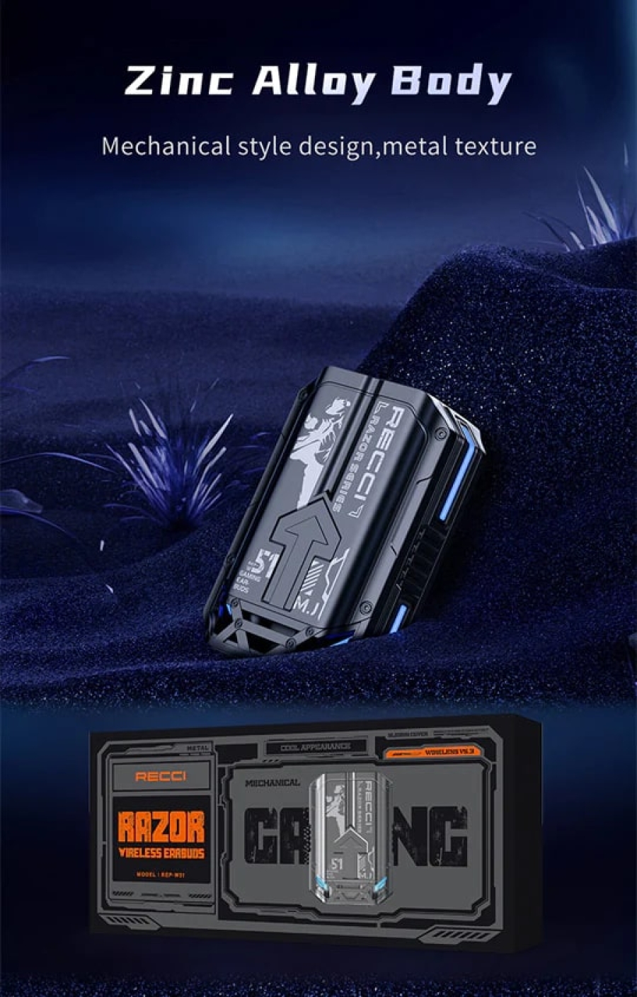سماعات RECCI RAZOR Blade TWS اللاسلكية