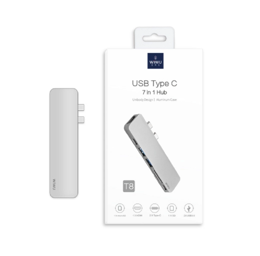 Wiwu T08 USB Type-C 7 IN 1 Hub Aluminum Case