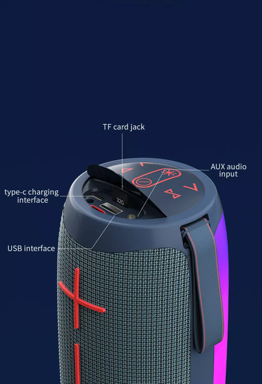 مكبر صوت Wiwu P40 Thunder  بإضاءة LED