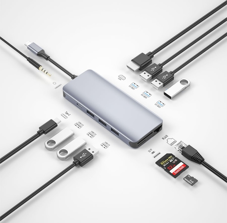 Wiwu Alpha 12 In 1 Type-C Hub Multi-Function Adapter Portable Mini