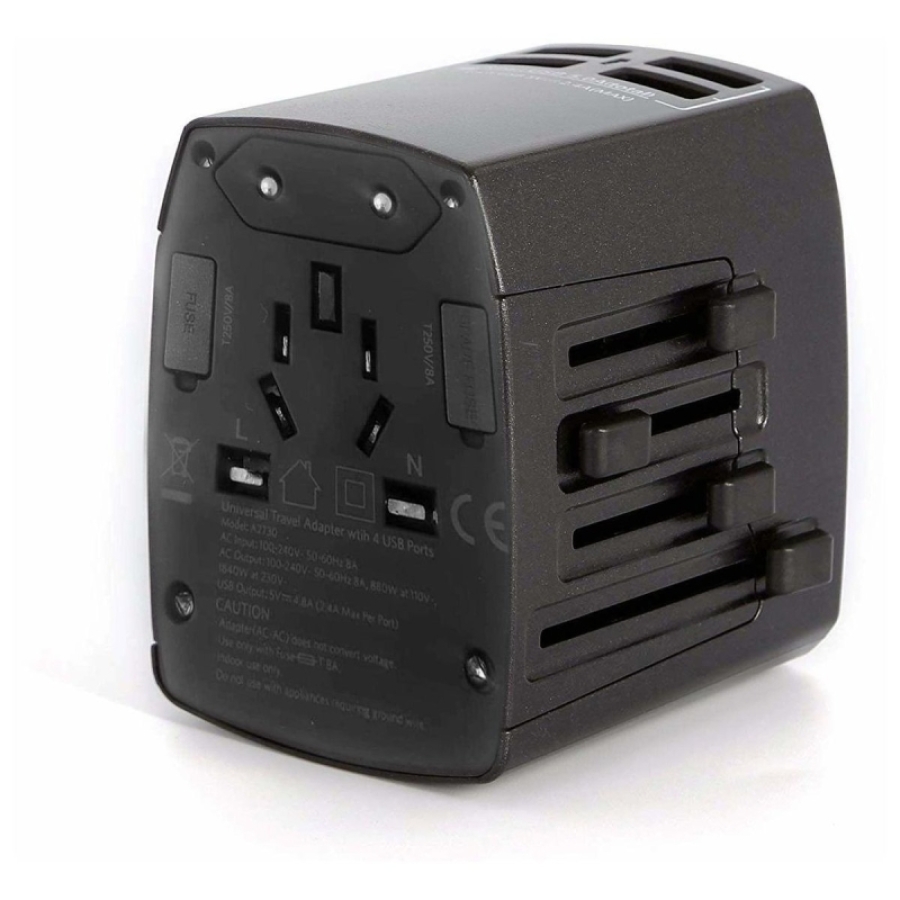 Anker Universal Travel Adapter with 4 USB Ports - Black