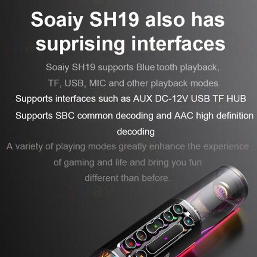 مكبر صوت بخاصية البلوتوث SOAIY SH19S مكبر صوت للألعاب RGB عالي الطاقة
