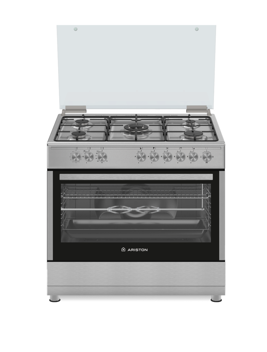 Ariston Gas Cooker 90x60cm Inox 5 Burner