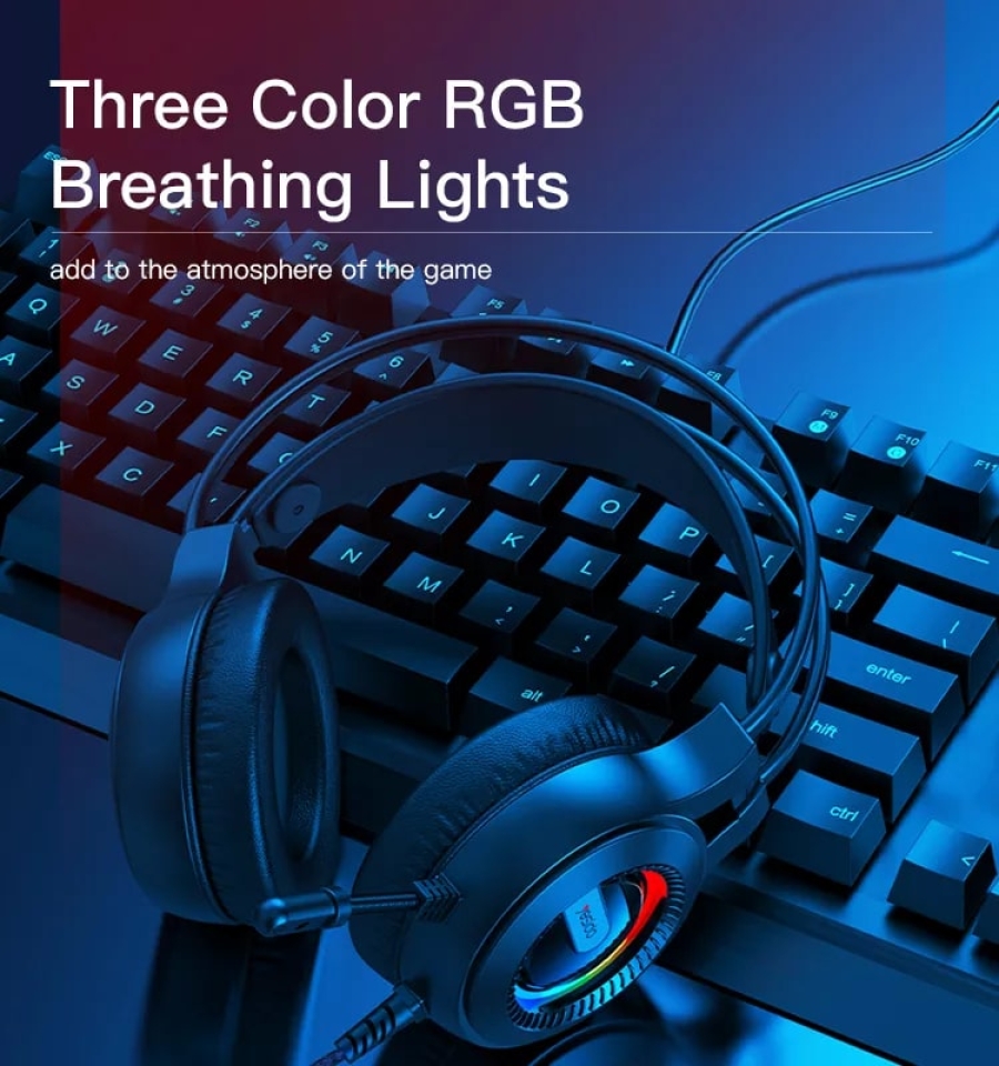 سماعة ألعاب ستريو بإضاءه للبلايستيشن و الإكسبوكس و الموبايل والكمبيوتر من Yesido EK02 RGB