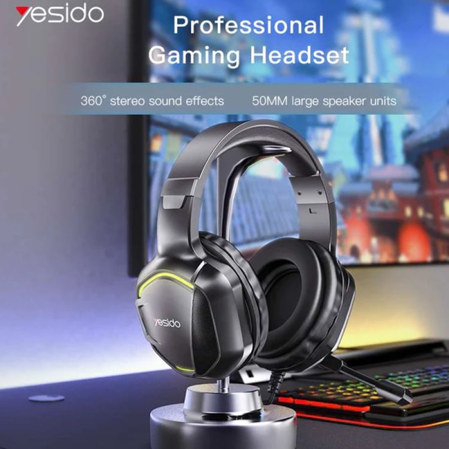 سماعة ألعاب ستريو بإضاءه للبلاي ستيشن Yesido EK01 RGB - و الإكس بوكس و الموبايل والكمبيوتر من