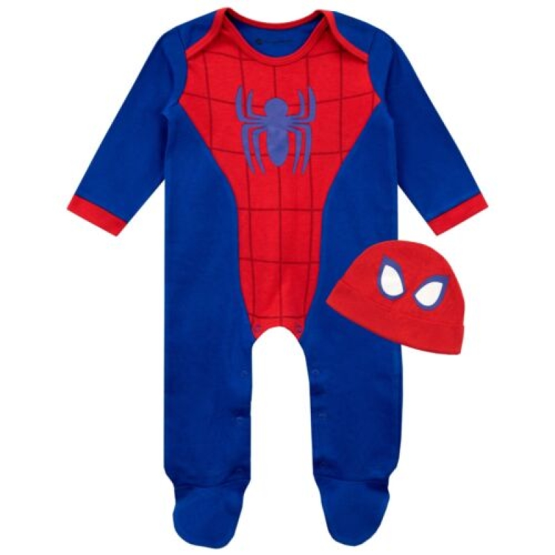 طقم بدلة نوم وقبعة للأطفال من Marvel Baby Boys Spiderman