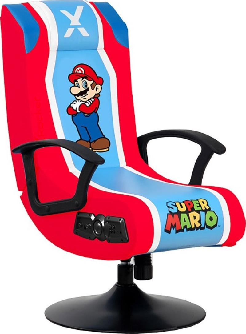 X-Rocker Nintendo Super Mario Pedestal Folding Chair with Built-In 2.1 Audio Gaming Chair