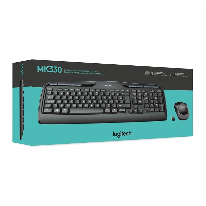 مجموعة لوحة مفاتيح وماوس لاسلكية Logitech MK330 , عربي / إنجليزي